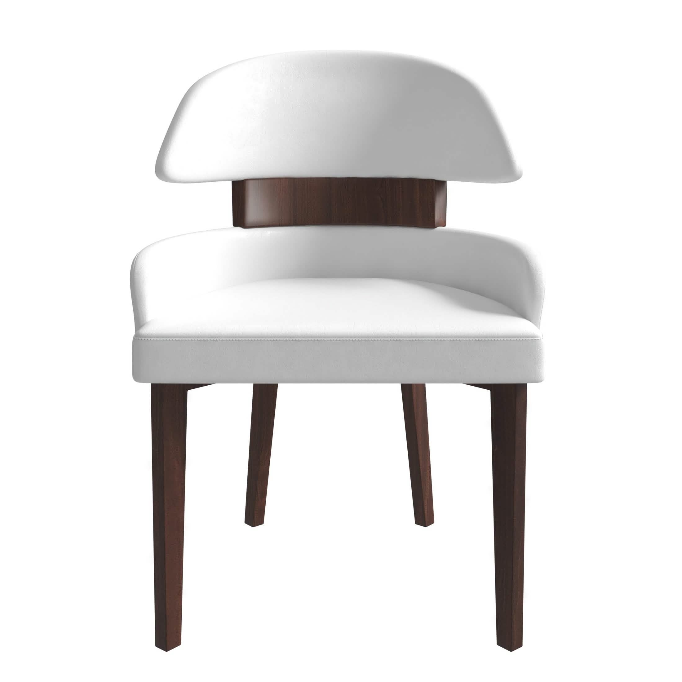 Ethos Leather Dining Chairs with Curved Open Back in Rubberwood