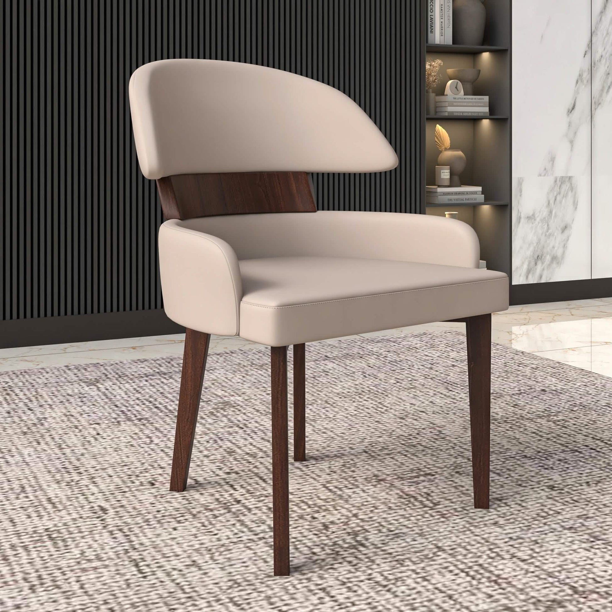 Ethos Leather Dining Chairs with Curved Open Back in Rubberwood