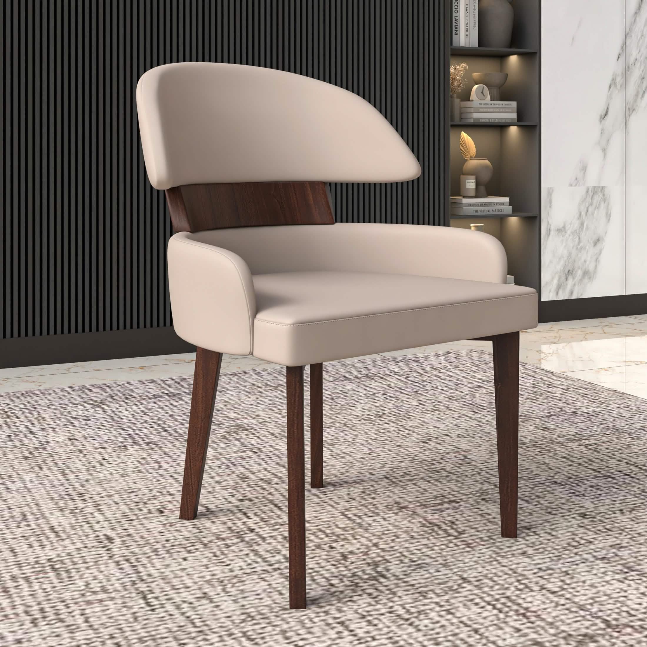 Ethos Leather Dining Chairs with Curved Open Back in Rubberwood