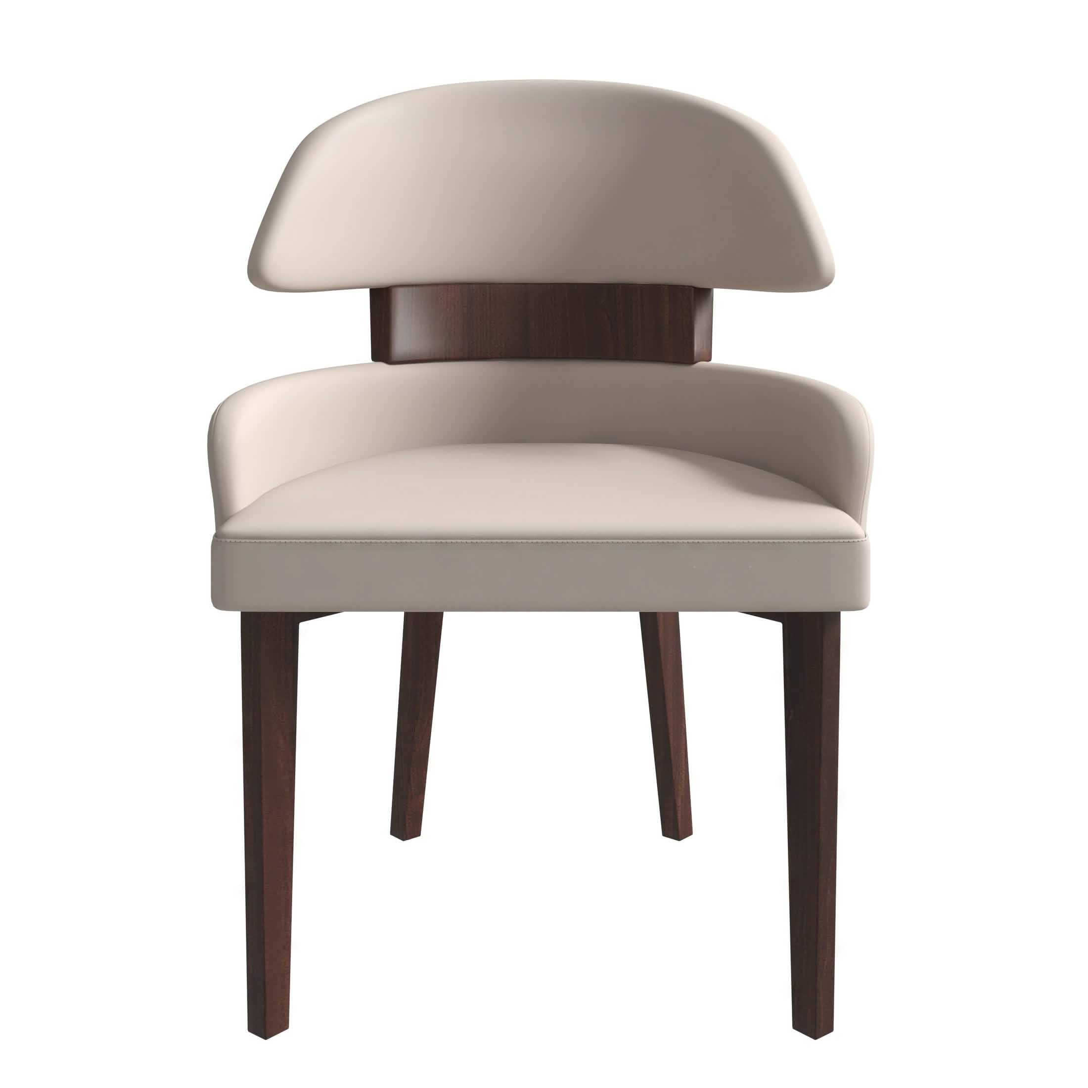 Ethos Leather Dining Chairs with Curved Open Back in Rubberwood