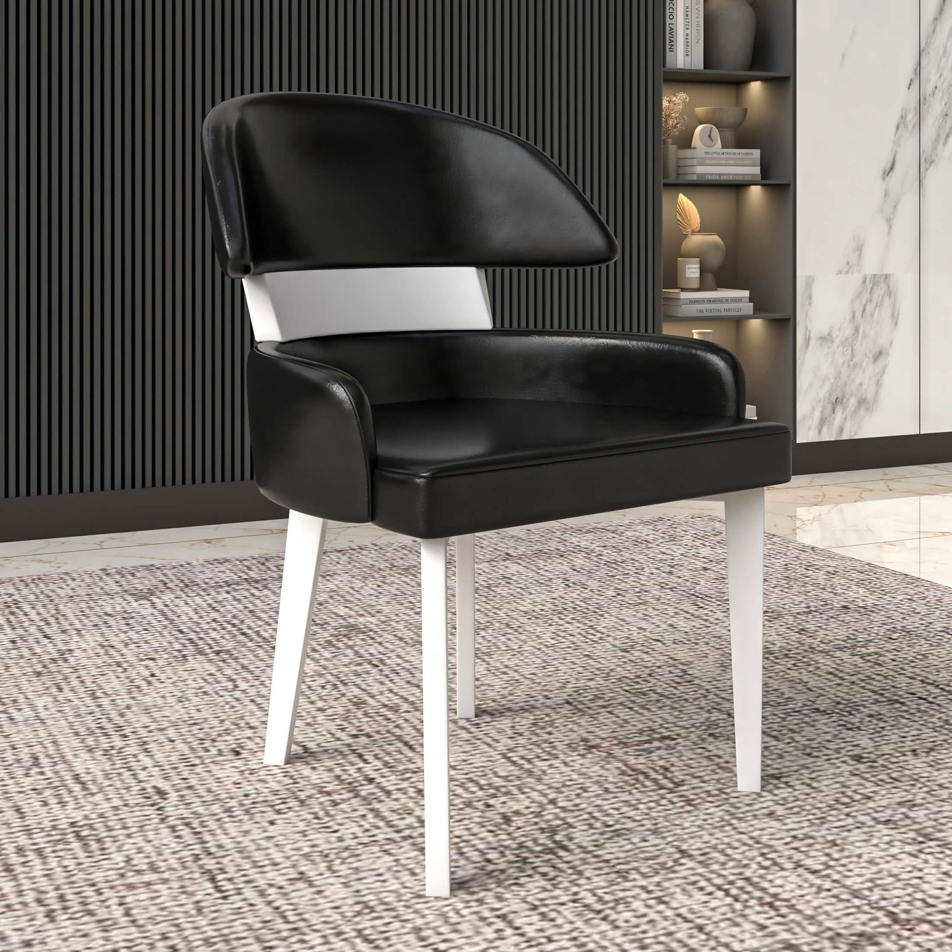 Ethos Leather Dining Chairs with Curved Open Back in Rubberwood