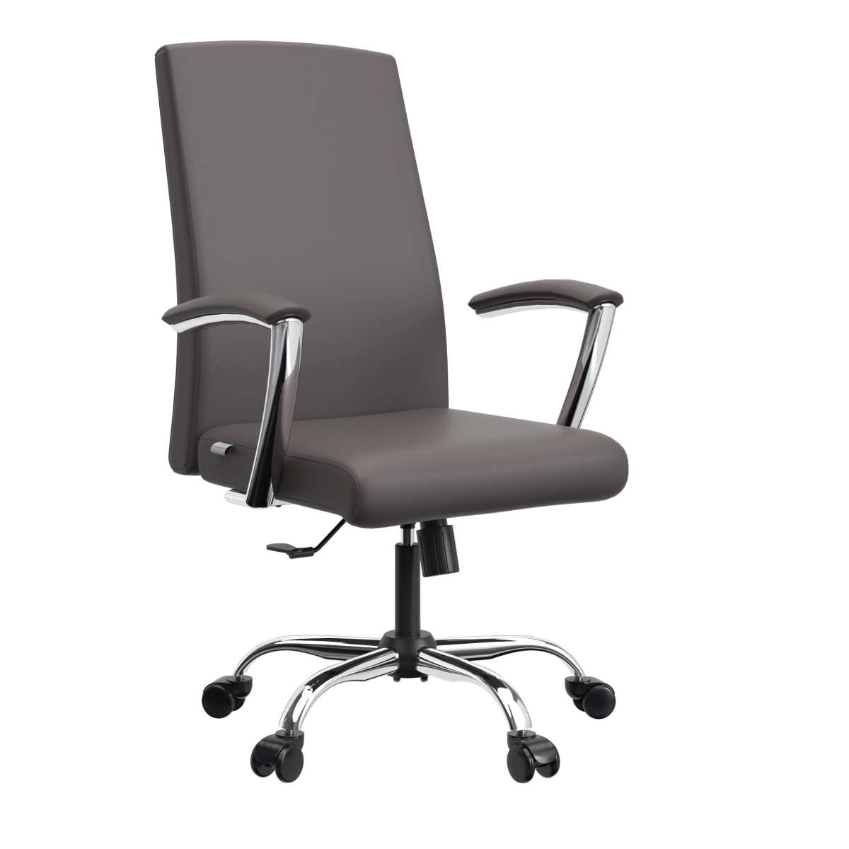 Evander Modern Swivel Office Chair in Faux Leather with Adjustable Height and Silver Frame