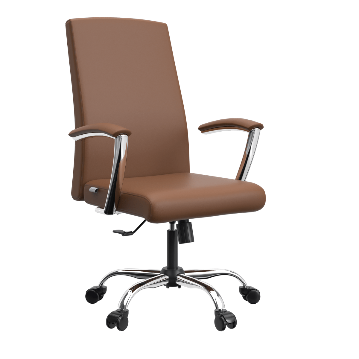 Evander Modern Swivel Office Chair in Faux Leather with Adjustable Height and Silver Frame