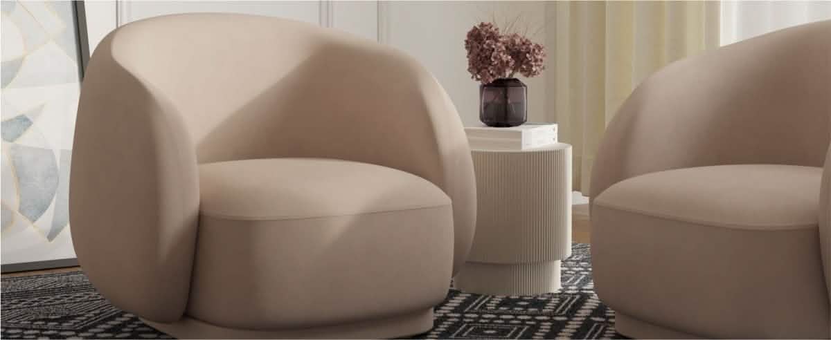 Faze Accent Chair Upholstered in Velvet Single - Seater Sofa Padded Seat and Back