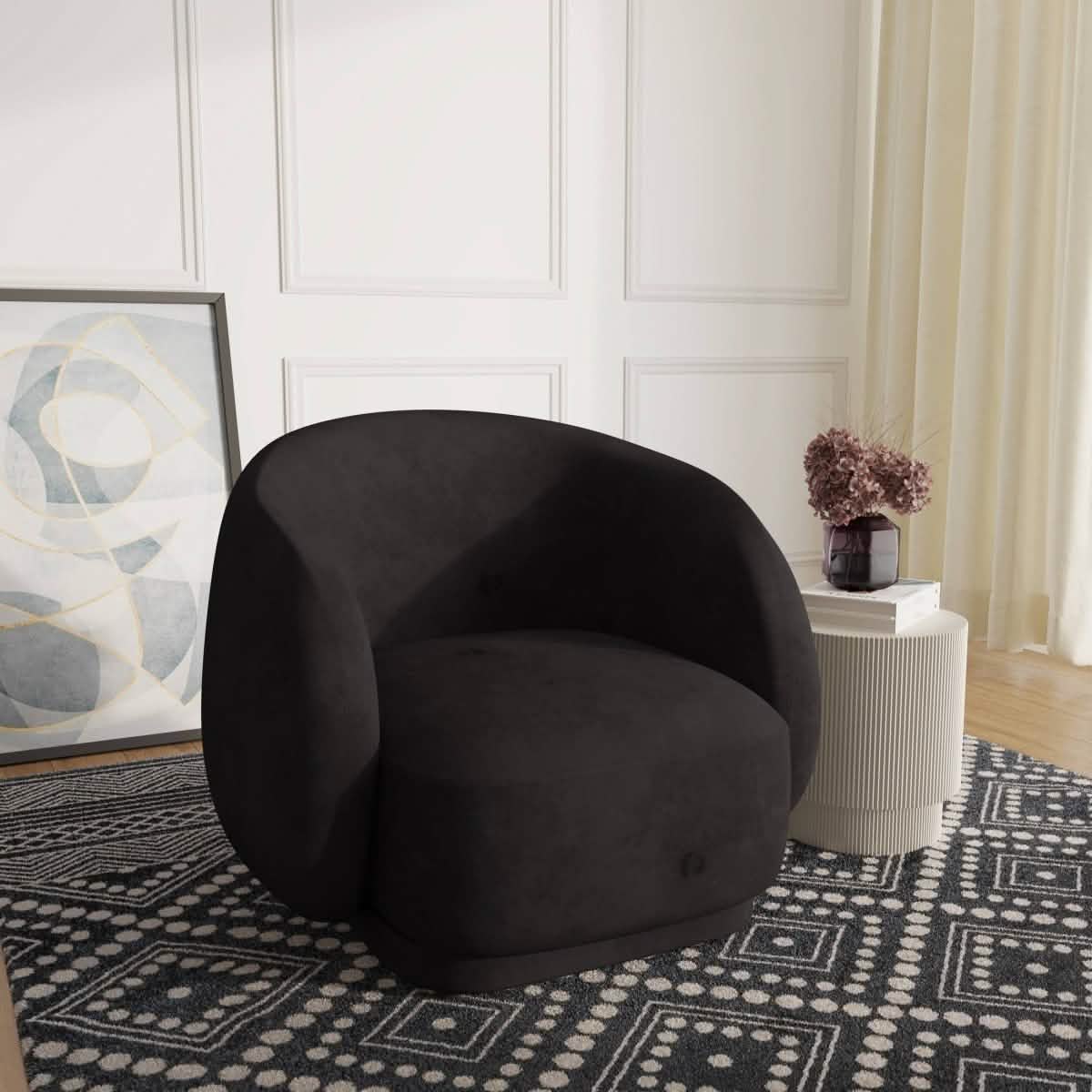 Faze Accent Chair Upholstered in Velvet Single - Seater Sofa Padded Seat and Back