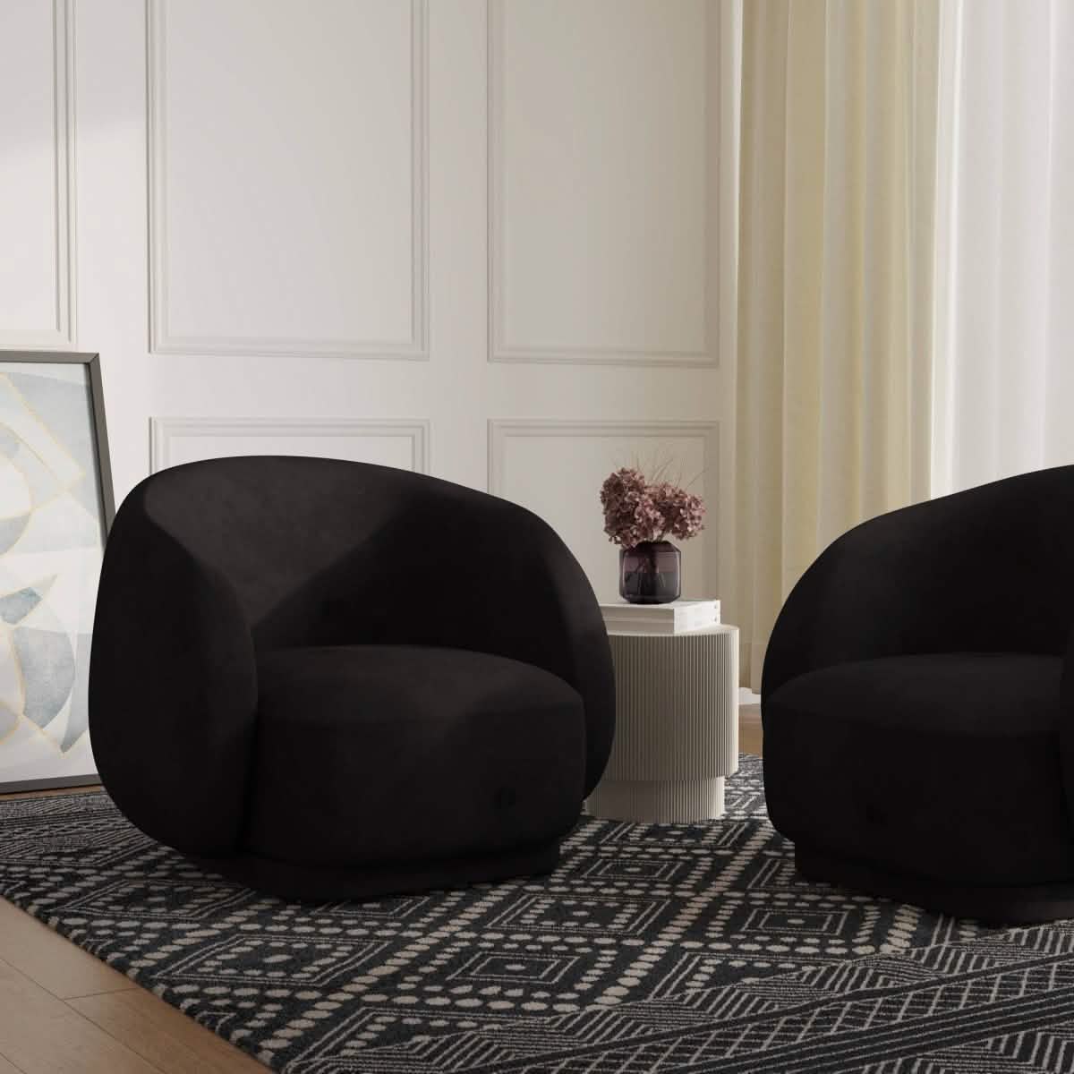 Faze Accent Chair Upholstered in Velvet Single - Seater Sofa Padded Seat and Back
