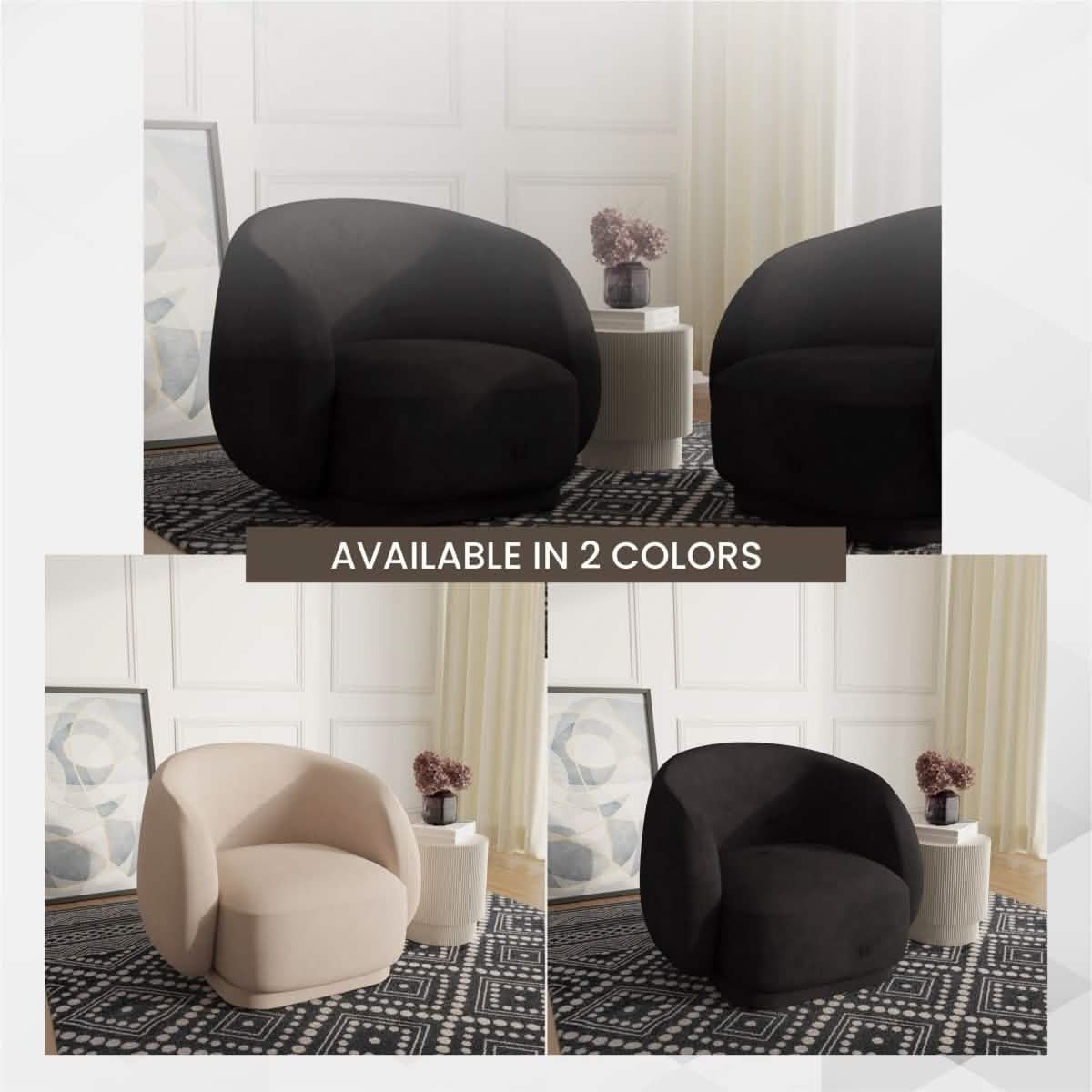 Faze Accent Chair Upholstered in Velvet Single - Seater Sofa Padded Seat and Back