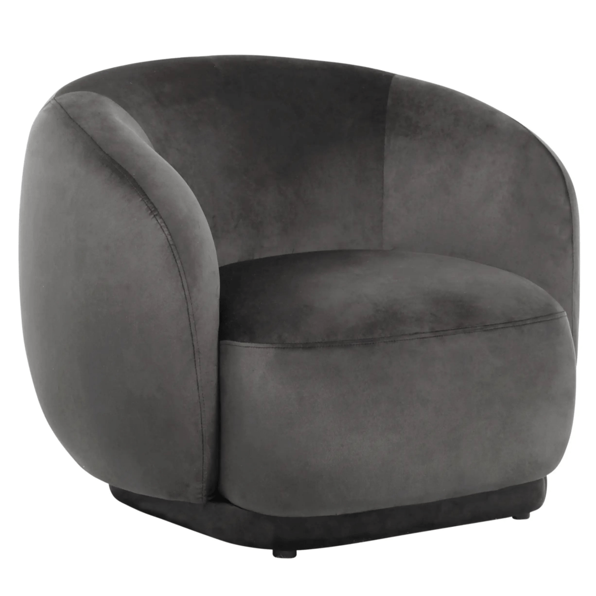Faze Modern Barrel Accent Chair in Velvet with Wooden Base
