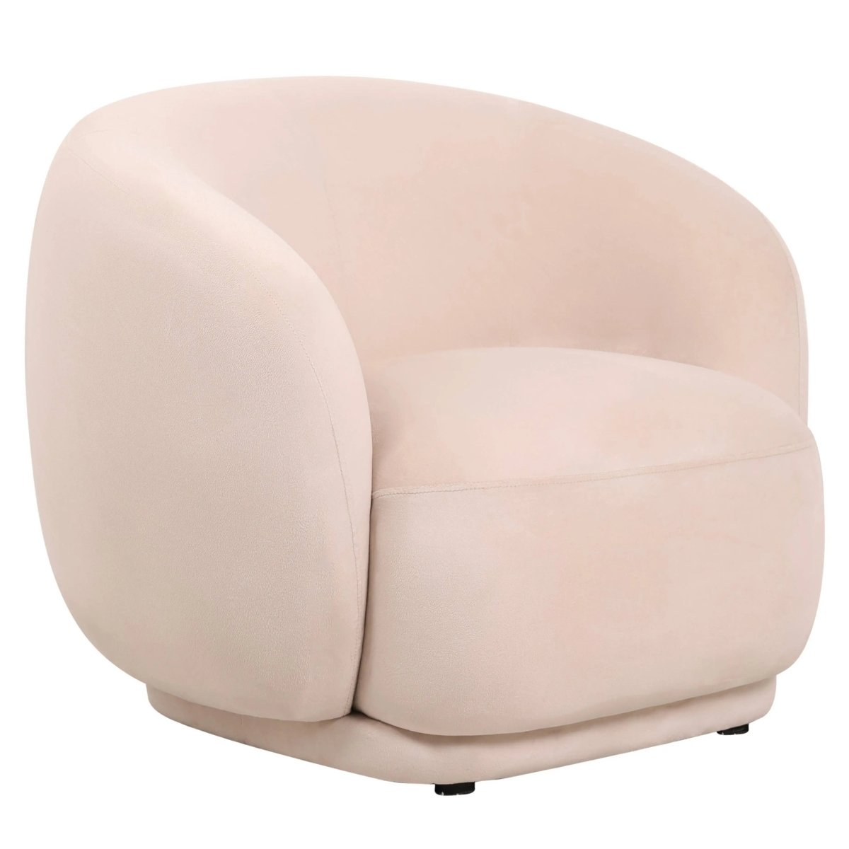 Faze Modern Barrel Accent Chair in Velvet with Wooden Base