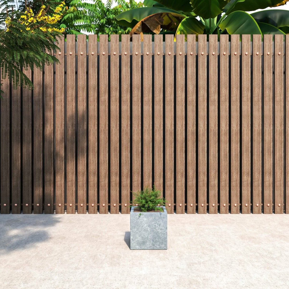 Fern Fiberstone and MGO Clay Mid - Century Modern Square Planter Pot for Indoor and Outdoor