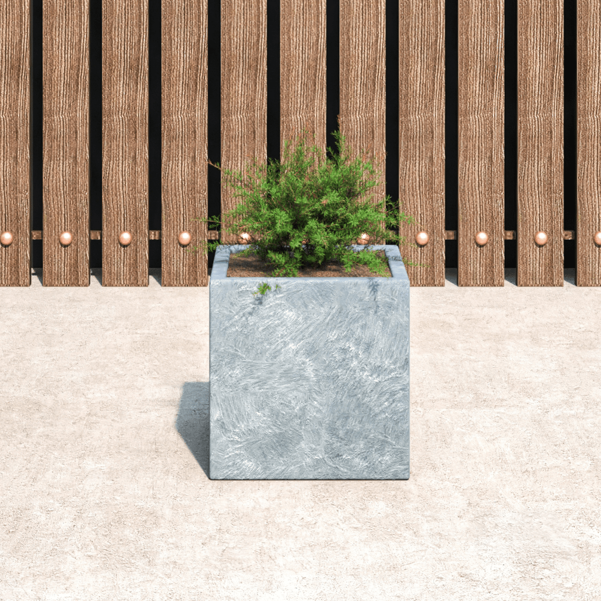 Fern Fiberstone and MGO Clay Mid - Century Modern Square Planter Pot for Indoor and Outdoor