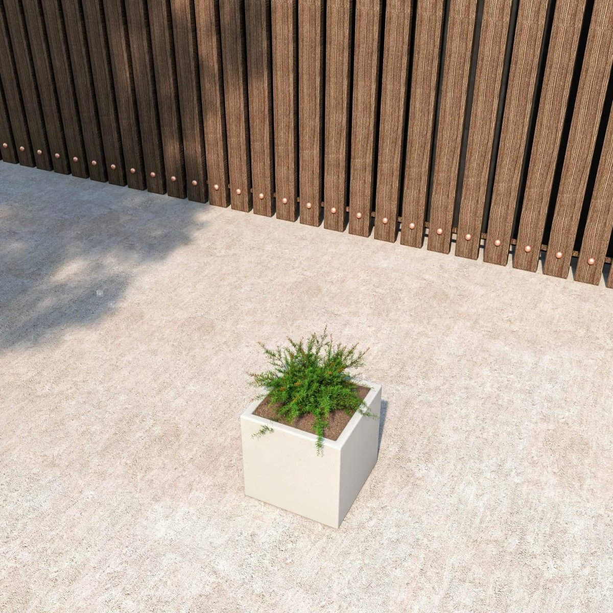 Fern Fiberstone and MGO Clay Mid - Century Modern Square Planter Pot for Indoor and Outdoor