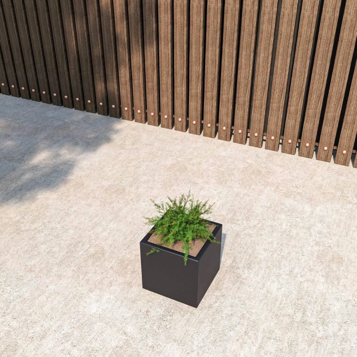 Fern Fiberstone and MGO Clay Mid - Century Modern Square Planter Pot for Indoor and Outdoor
