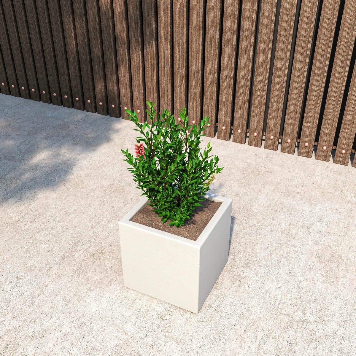 Fern Fiberstone and MGO Clay Mid - Century Modern Square Planter Pot for Indoor and Outdoor