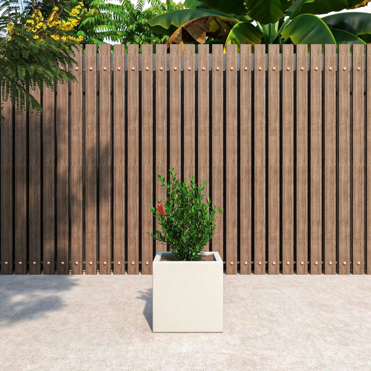 Fern Fiberstone and MGO Clay Mid - Century Modern Square Planter Pot for Indoor and Outdoor
