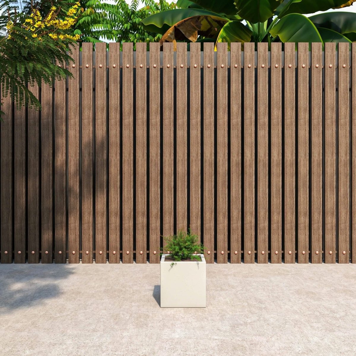 Fern Fiberstone and MGO Clay Mid - Century Modern Square Planter Pot for Indoor and Outdoor