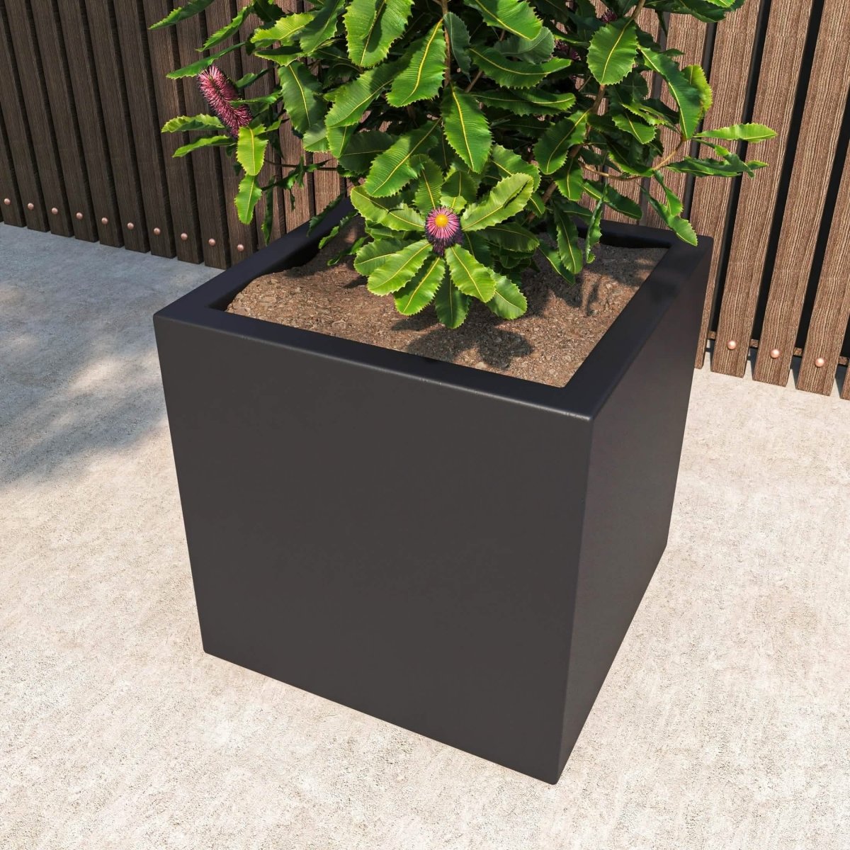Fern Fiberstone and MGO Clay Mid - Century Modern Square Planter Pot for Indoor and Outdoor