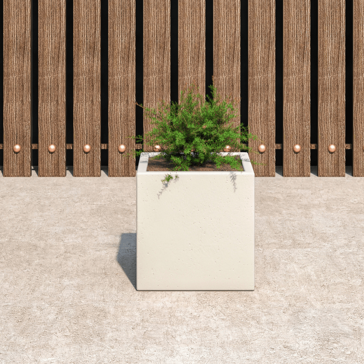 Fern Fiberstone and MGO Clay Mid - Century Modern Square Planter Pot for Indoor and Outdoor