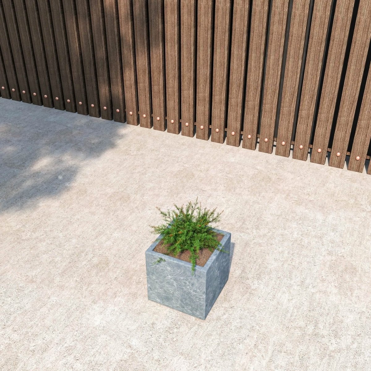 Fern Fiberstone and MGO Clay Mid - Century Modern Square Planter Pot for Indoor and Outdoor