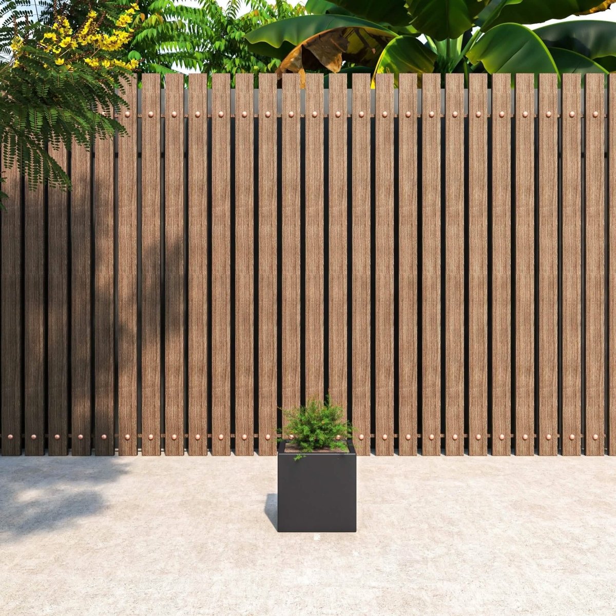 Fern Fiberstone and MGO Clay Mid - Century Modern Square Planter Pot for Indoor and Outdoor