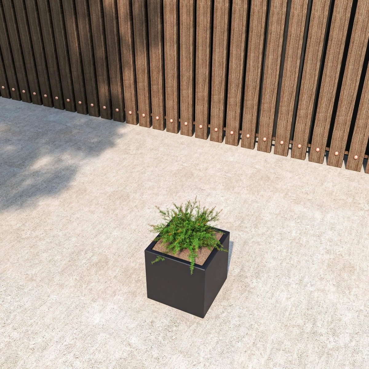 Fern Fiberstone and MGO Clay Mid - Century Modern Square Planter Pot for Indoor and Outdoor