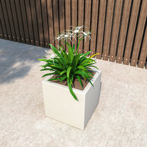 Fern Fiberstone and MGO Clay Mid-Century Modern Square Planter Pot for Indoor and Outdoor