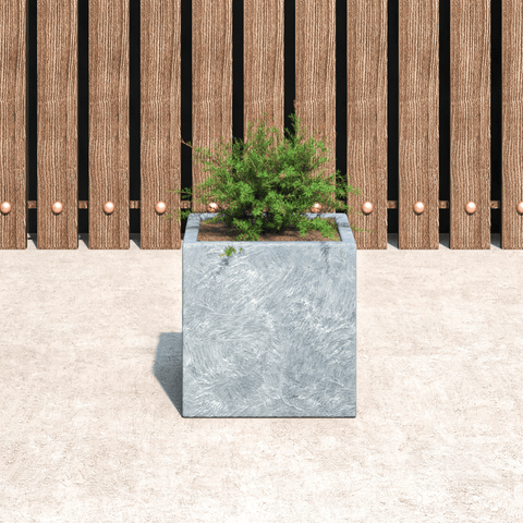 Fern Fiberstone and MGO Clay Mid-Century Modern Square Planter Pot for Indoor and Outdoor