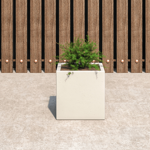 Fern Fiberstone and MGO Clay Mid-Century Modern Square Planter Pot for Indoor and Outdoor