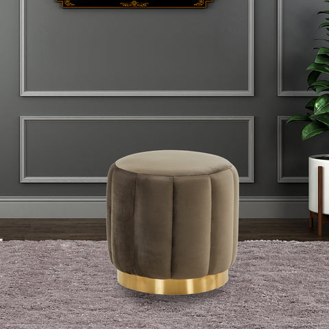 Franklin 19" Round Velvet Ottoman With Gold Base