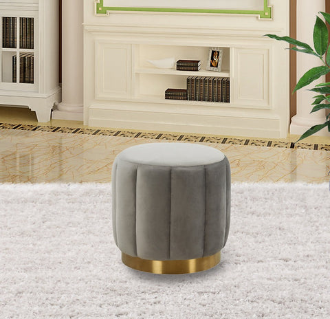 Franklin 19" Round Velvet Ottoman With Gold Base