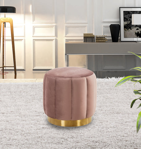 Franklin 19" Round Velvet Ottoman With Gold Base