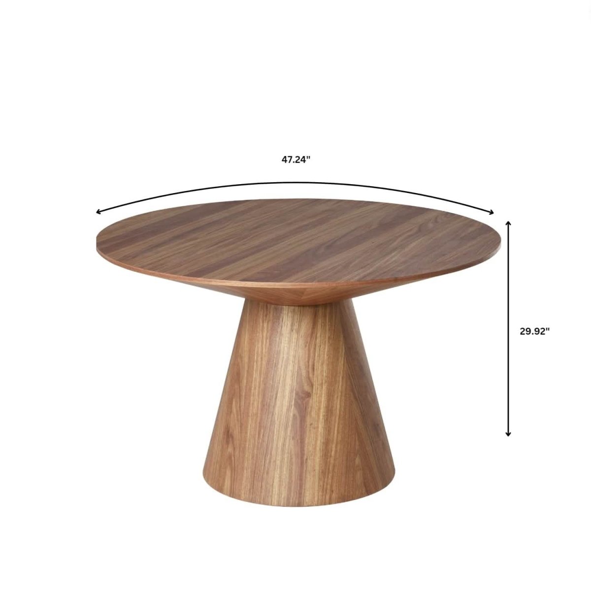 Fynix 5 - Piece Dining Set with Round Wooden Table in Natural Wood and 4 Leather Dining Chairs