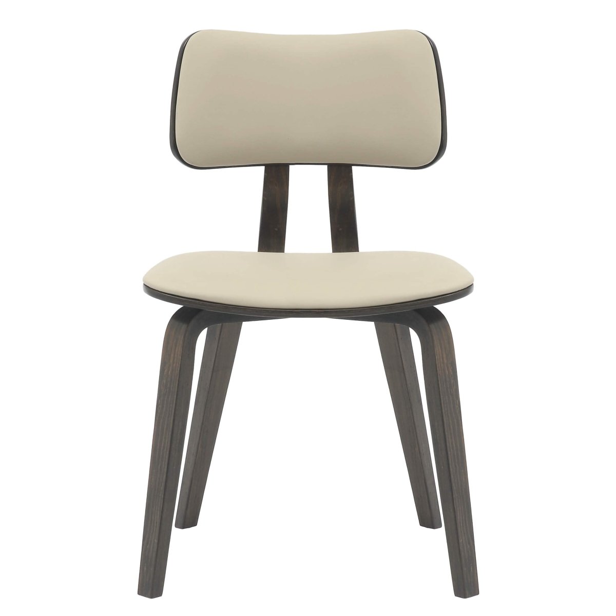 Fynix 5 - Piece Dining Set with Round Wooden Table in Natural Wood and 4 Leather Dining Chairs