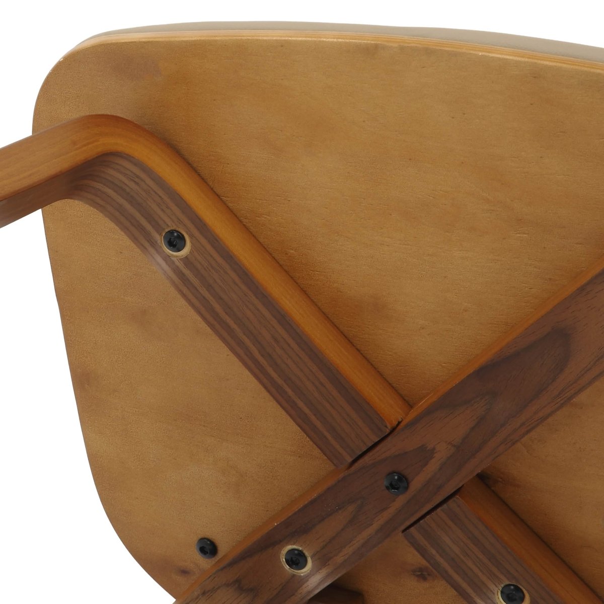 Fynix 5 - Piece Dining Set with Round Wooden Table in Natural Wood and 4 Leather Dining Chairs