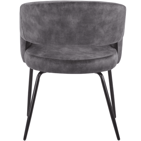 Gavin Dining Chair Upholstered in Leather/Velvet with Open Curved Backrest in Black Iron