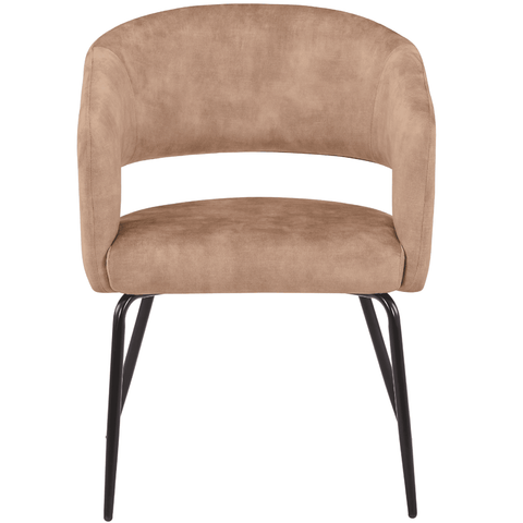 Gavin Dining Chair Upholstered in Leather/Velvet with Open Curved Backrest in Black Iron