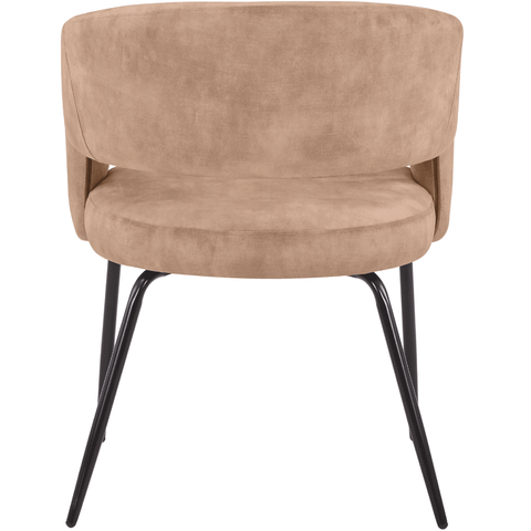 Gavin Dining Chair Upholstered in Leather/Velvet with Open Curved Backrest in Black Iron