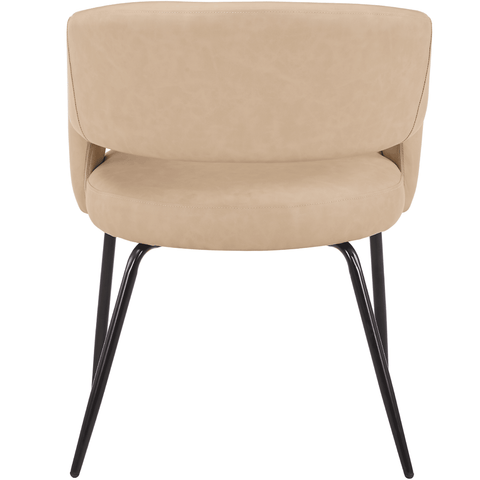 Gavin Dining Chair Upholstered in Leather/Velvet with Open Curved Backrest in Black Iron