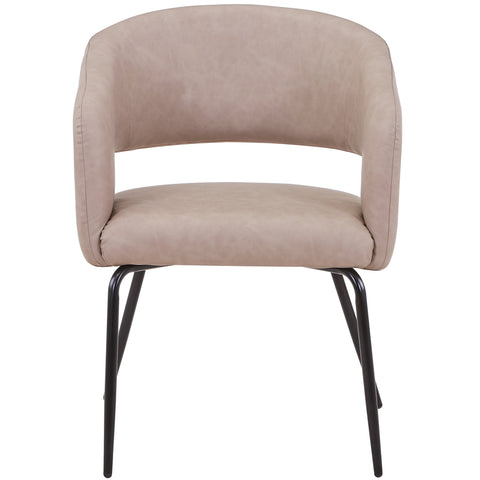 Gavin Dining Chair Upholstered in Leather/Velvet with Open Curved Backrest in Black Iron