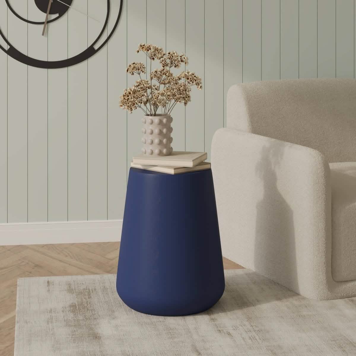 Glint 14" Wide Fiberstone Side Table in Tapered Base Design
