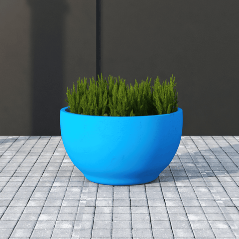 Grove Modern Fiberstone Round Planter Weather Resistant Design Plant Pot