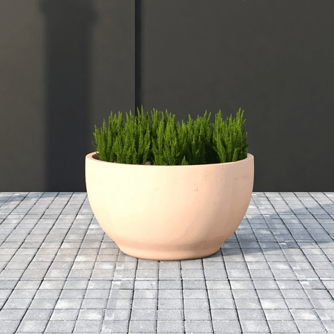 Grove Modern Fiberstone Round Planter Weather Resistant Design Plant Pot