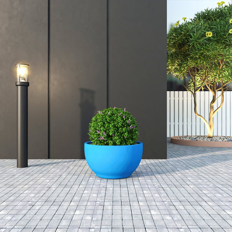 Grove Modern Fiberstone Round Planter Weather Resistant Design Plant Pot