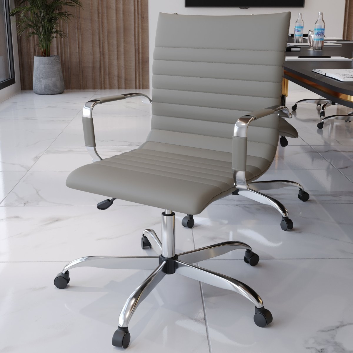 Harris Mid - Back Leather Adjustable Office Conference Chair with Armrests