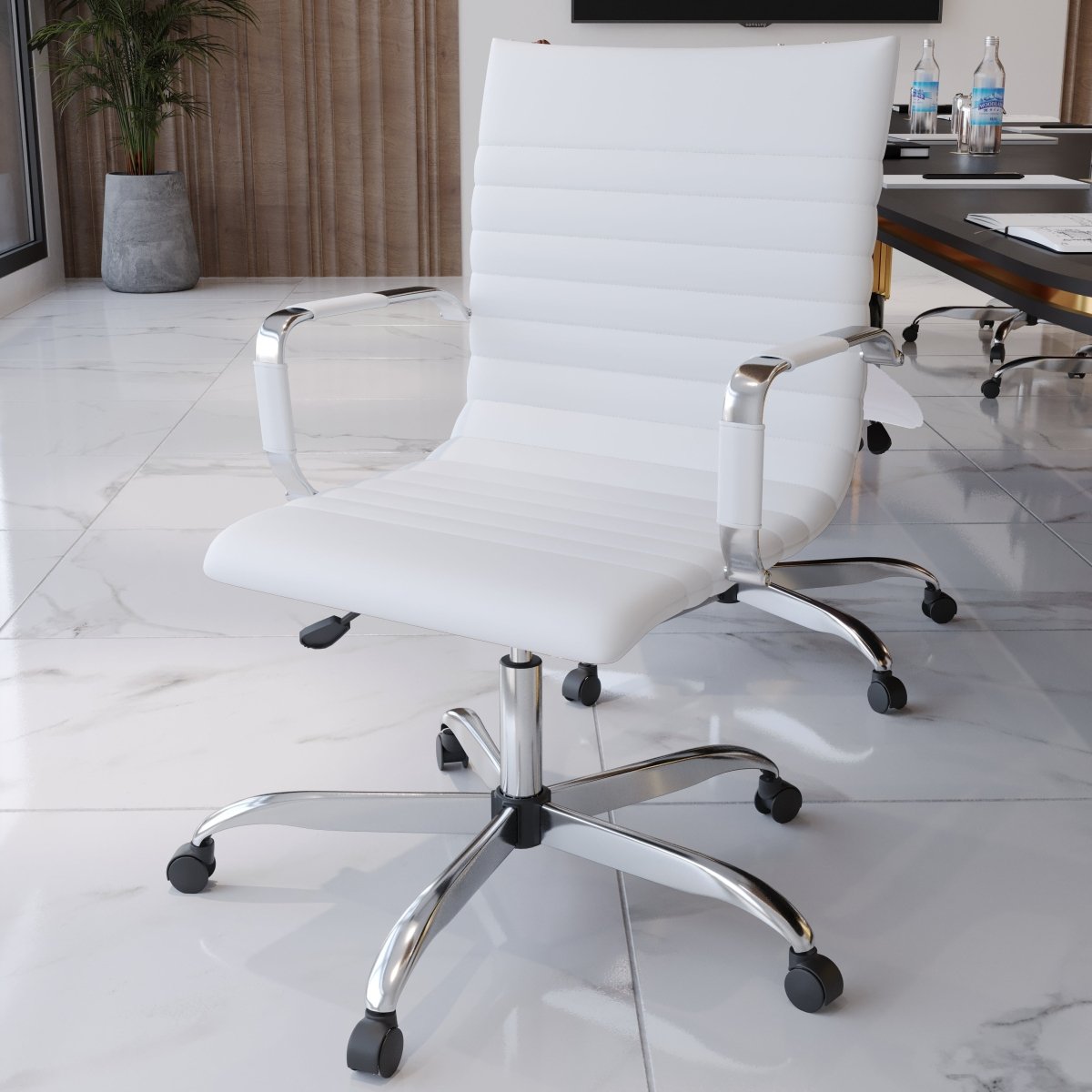 Harris Mid - Back Leather Adjustable Office Conference Chair with Armrests