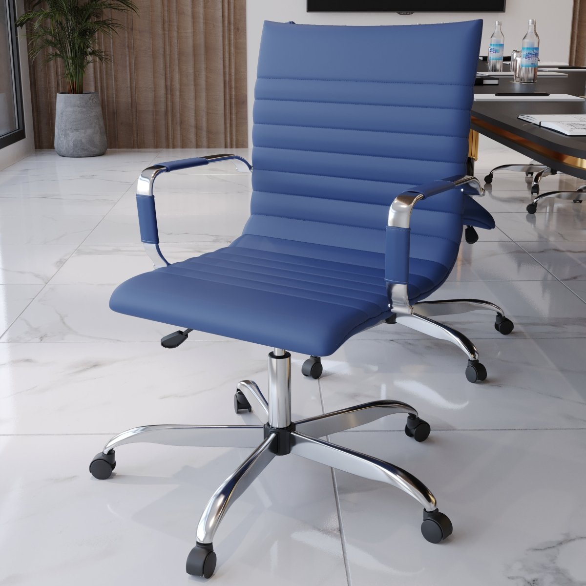 Harris Mid - Back Leather Adjustable Office Conference Chair with Armrests