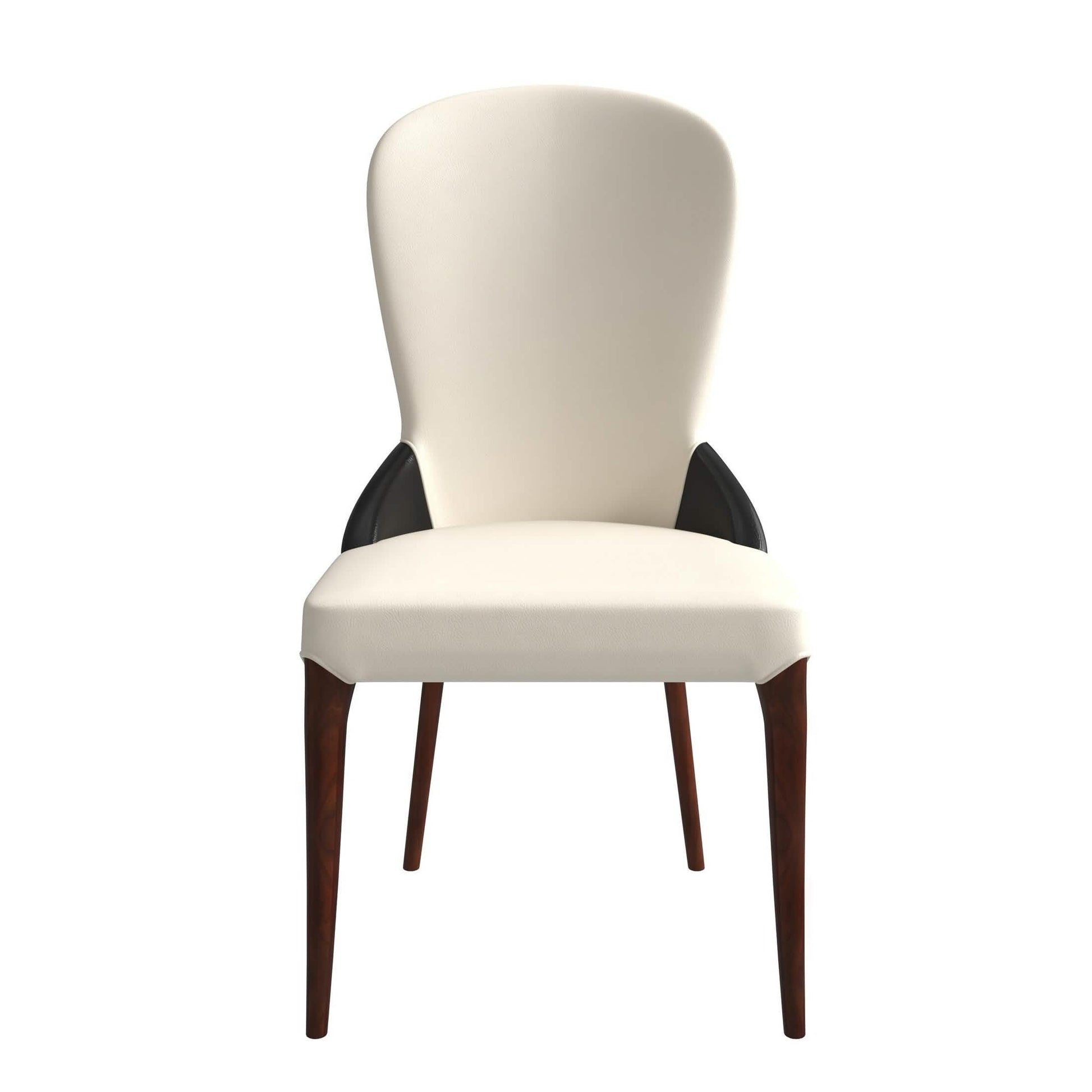 Havana Leather Dining Chair with a Two - Tone Color Design and Rubberwood Legs