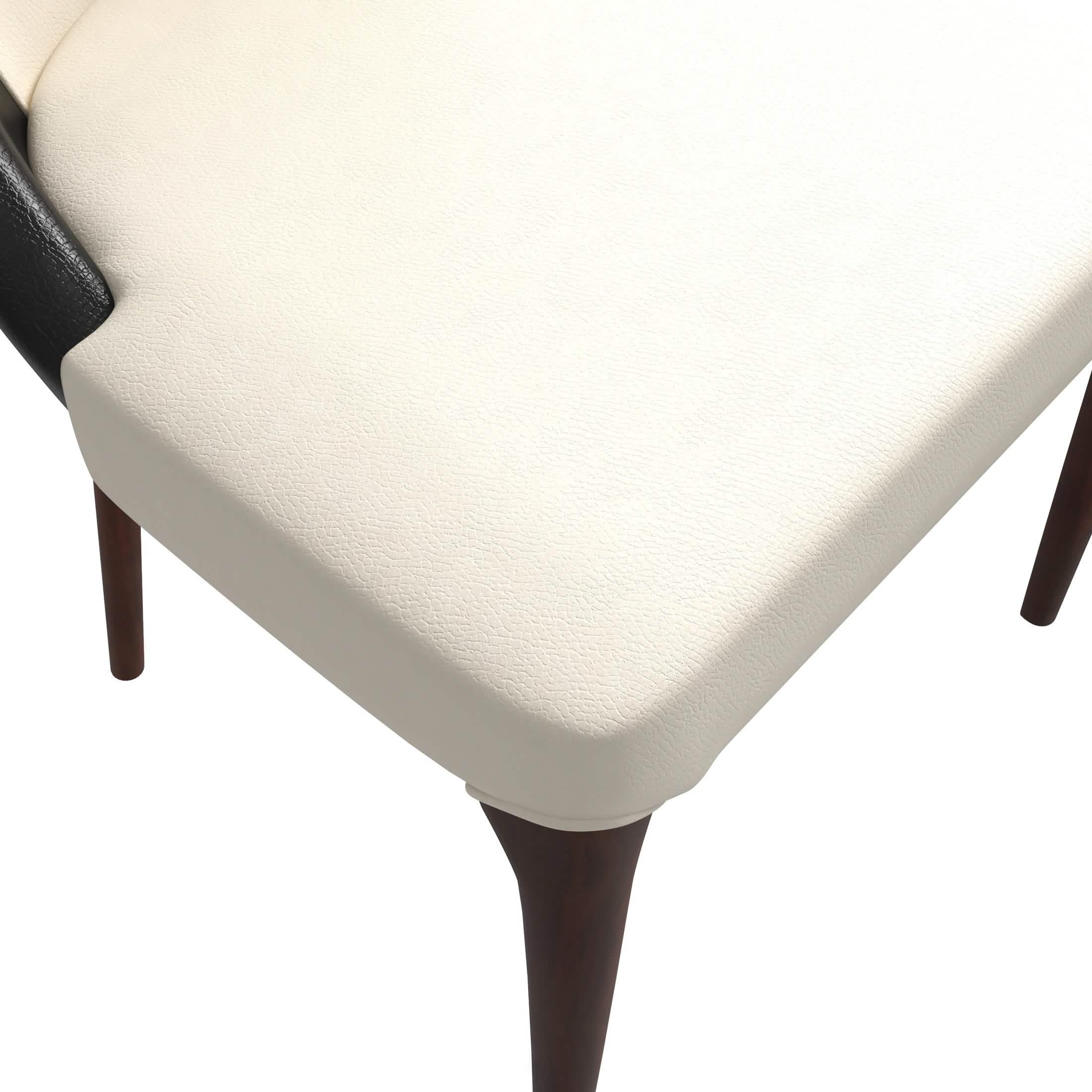 Havana Leather Dining Chair with a Two - Tone Color Design and Rubberwood Legs
