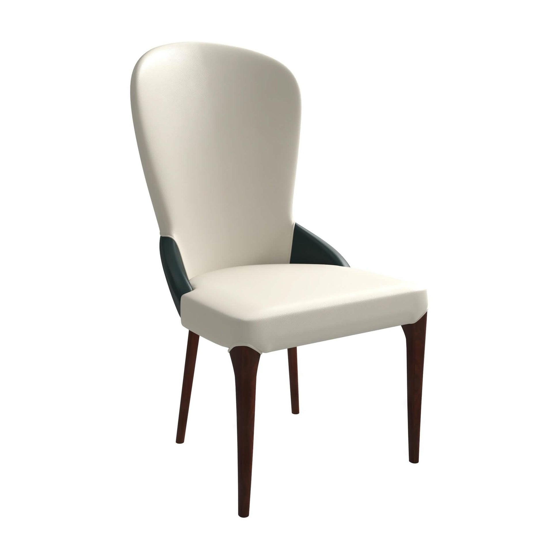 Havana Leather Dining Chair with a Two - Tone Color Design and Rubberwood Legs