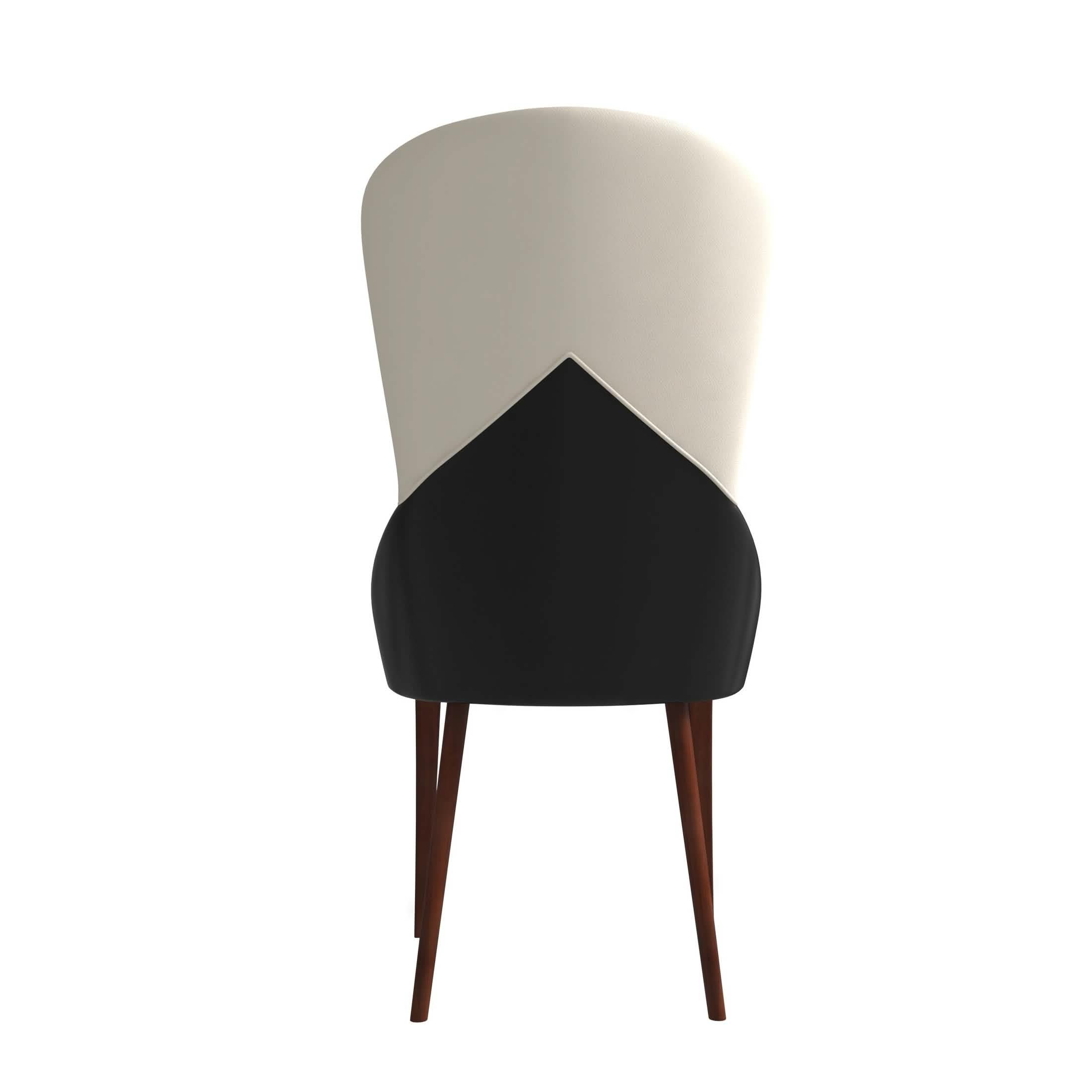 Havana Leather Dining Chair with a Two - Tone Color Design and Rubberwood Legs